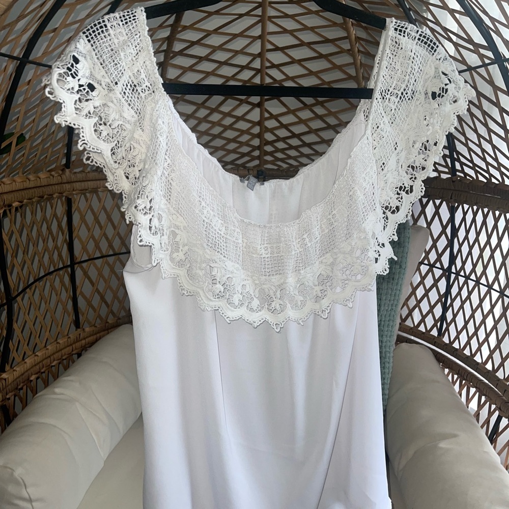 White Lace Off-The-Shoulder Blouse